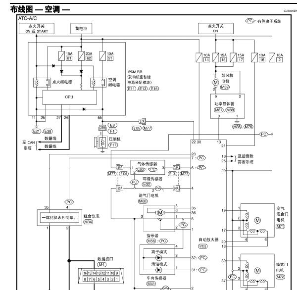 2010年日产轩逸空调电路图