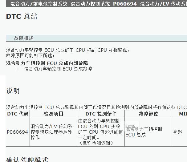 2022年丰田凯美瑞混动版P060694故障码诊断和混动系统电路图位置资料