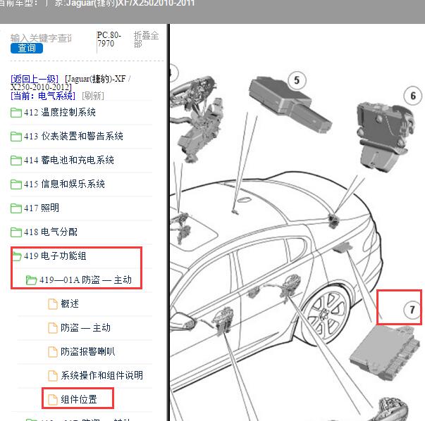 2010年Jaguar(捷豹)-XF/X250 钥匙模块位置