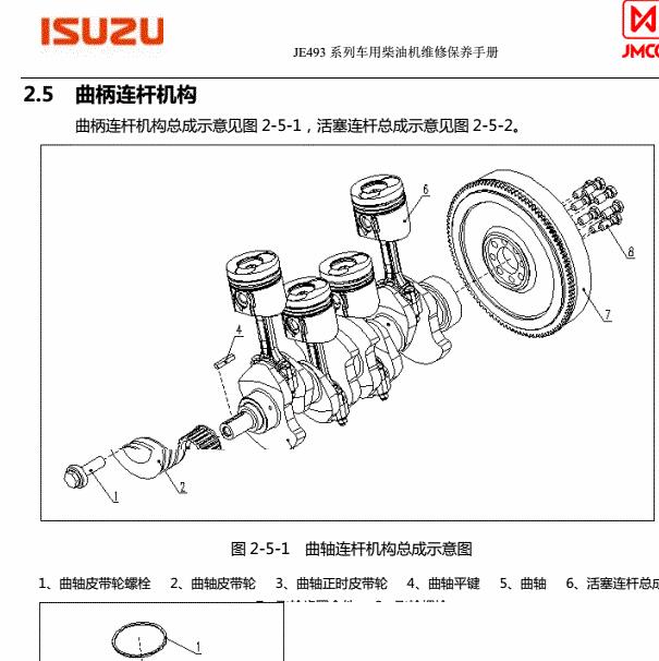 五十铃JE493ZLQ4 发动机维修手册