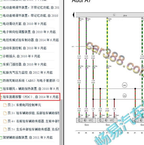 2015-2017年奥迪A7驻车辅助电路图