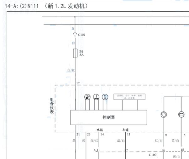 2020年上汽通用五菱汽车五菱之光仪表电路图
