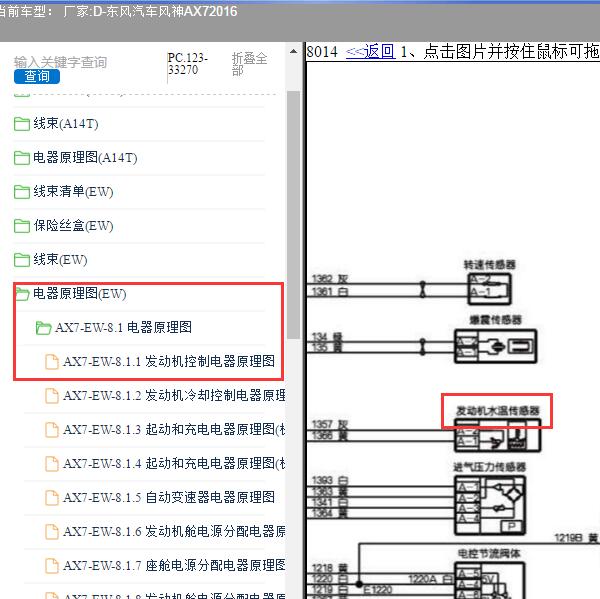 2016年东风汽车-风神AX7 水温传感器电路图