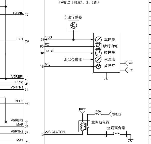 德尔福MT22.1发动机水温传感器电路图