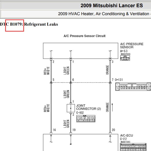 2009年三菱翼神B1079故障码维修资料