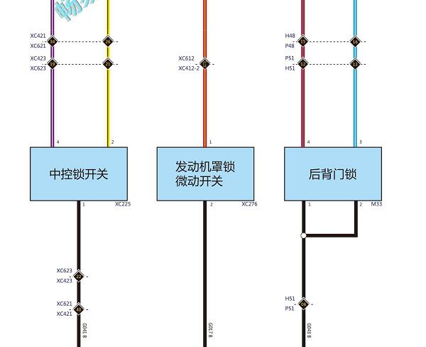 2020年长城哈弗H6后备箱锁电路图