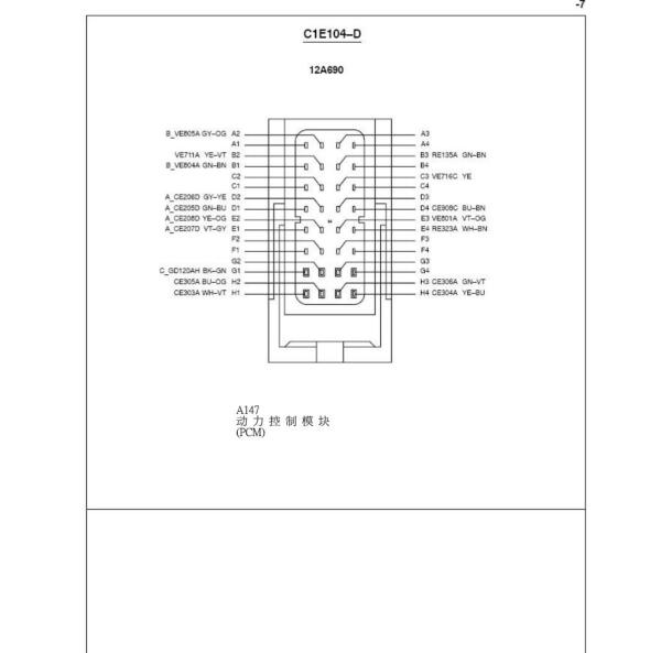 2007年福特麦柯斯发动机电脑针脚