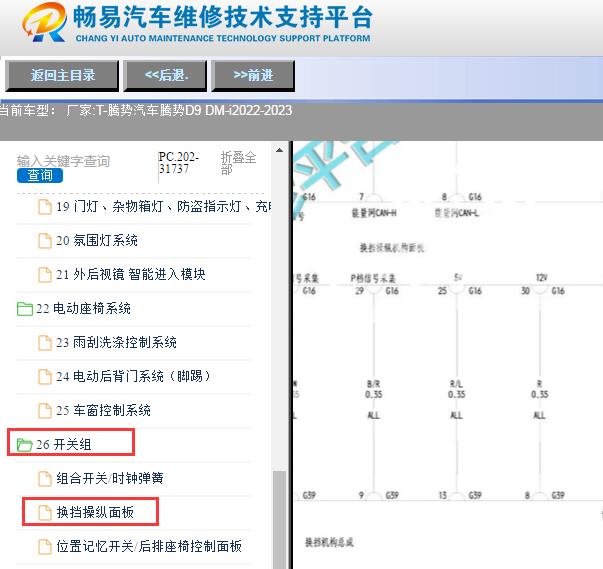 2022-2023年腾势D9 DMi 换挡电路图资料