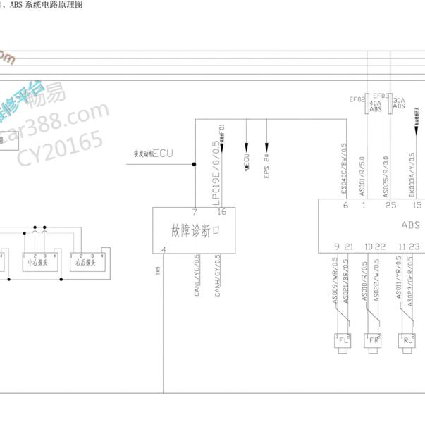 2014-2015年北汽幻速S3 OBD诊断接口电路图