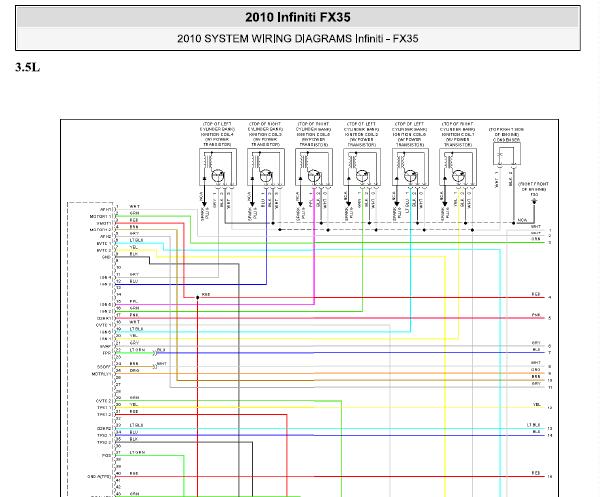 2010年英菲尼迪FX35发动机电路图