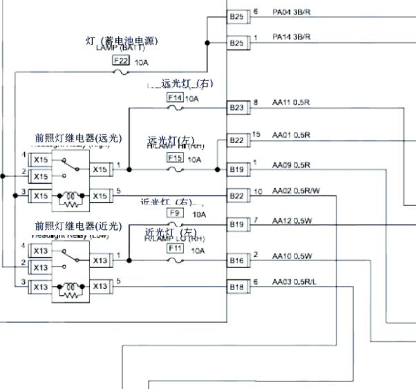 2007年庆铃700P大灯电路图