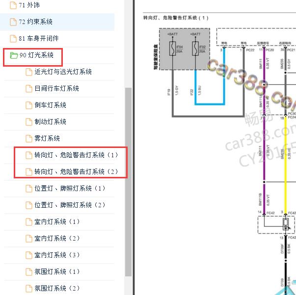 2022-2023年塞力斯问界M7 转向灯电路图