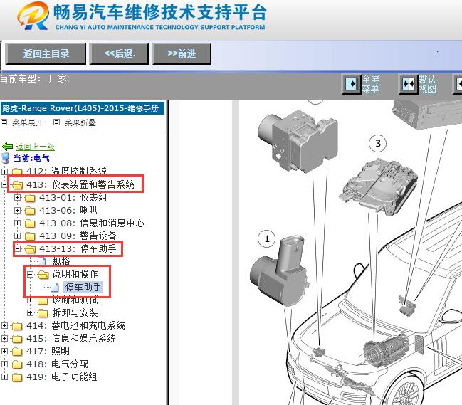 2015年路虎揽胜驻车辅助模块位置