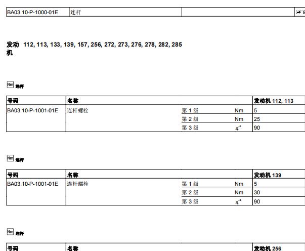 2018年奔驰A45 发动机连杆轴承资料
