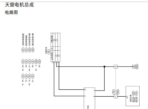 2016年日产轩逸天窗电路图