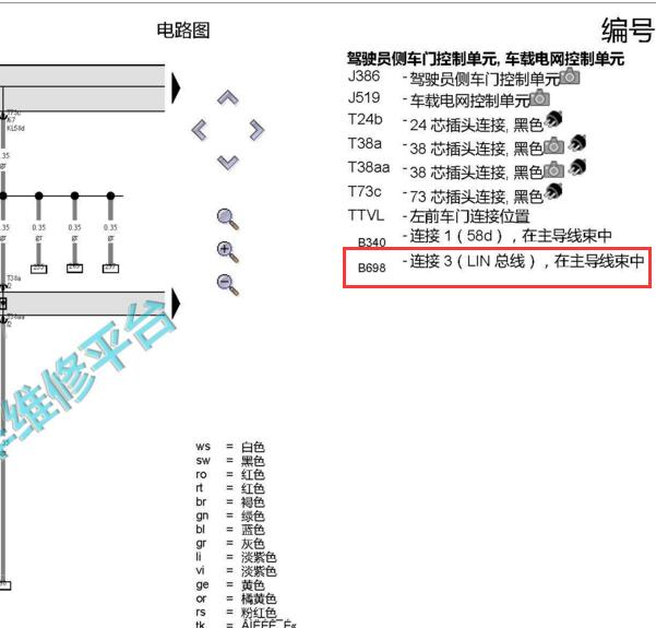 2019年大众途铠B698节点位置说明