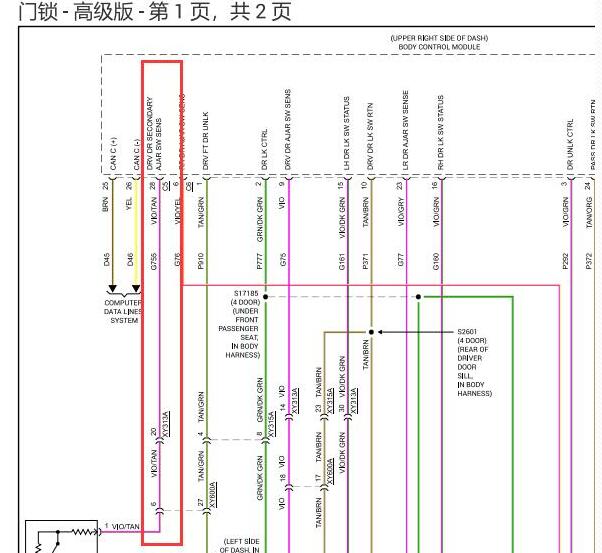 2022年吉普牧马人中控门锁电路图