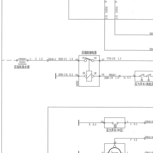 2016年依维柯宝迪空调压缩机电路图和继电器位置