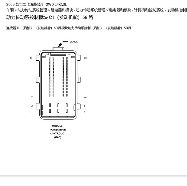 2009年吉普指南者2.0发动机针脚定义