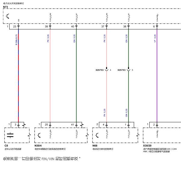 2021年奔驰E 260 L点火开关和仪表电路图