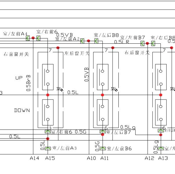 2012年奇瑞旗云1车窗升降电路图
