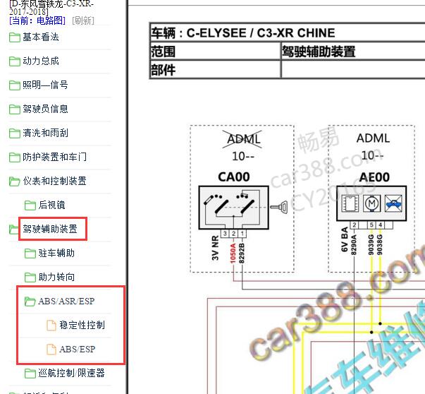 2017年雪铁龙C3-XR ABS电路图