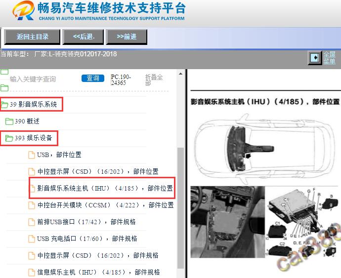 2017-2018年领克01娱乐音响主机位置资料