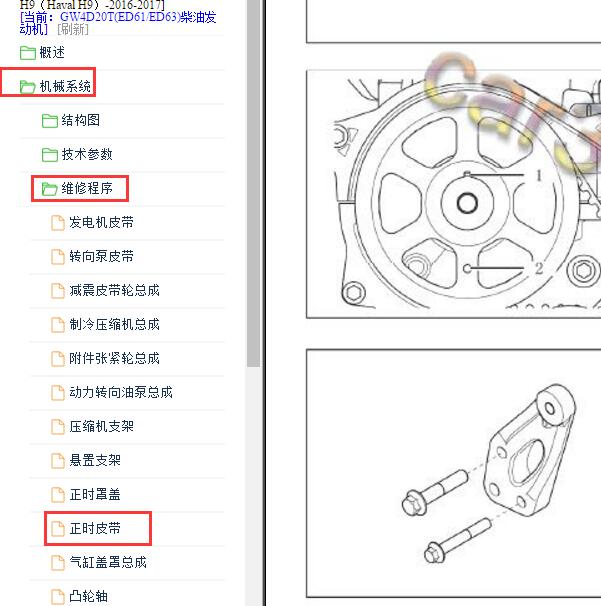 2016年长城哈弗H9 GW4D20T发动机正时校对