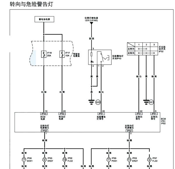 2017年潍柴英致727灯光电路图