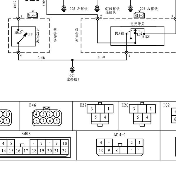2017年江淮瑞风M5灯光和空调电路图
