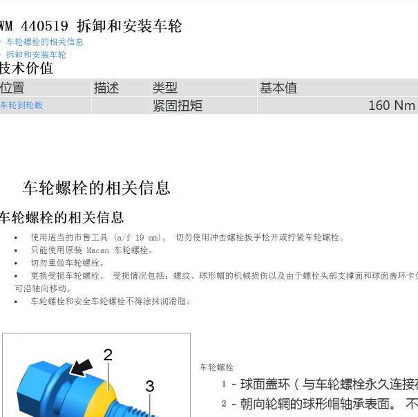 2017年保时捷Macan 车轮扭矩资料.