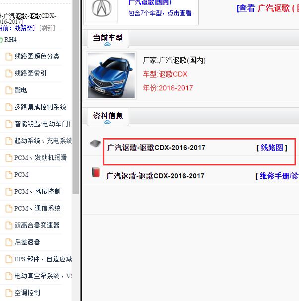 2016-2017年本田讴歌CDX全车电路图