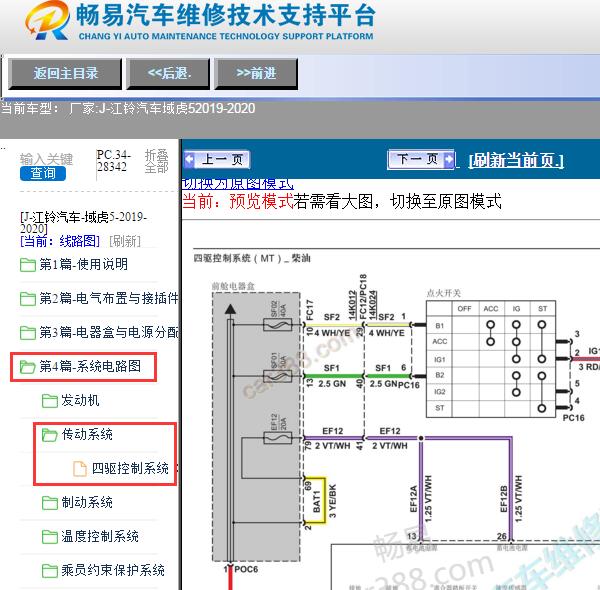 2020年江铃域虎5四驱电路图