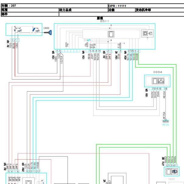 标致207散热风扇电路图