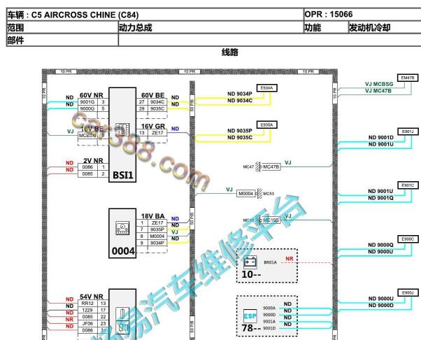 2017年雪铁龙天逸C5冷却风扇电路图