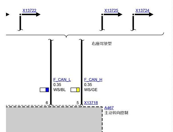 2011年宝马X5主动转向控制系统电路图