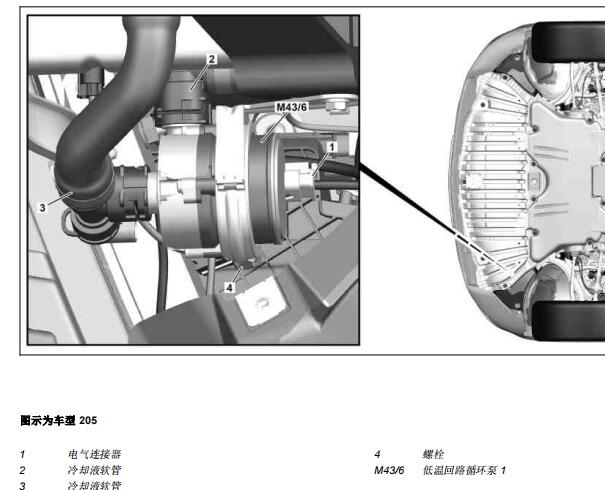 2020年奔驰GLC260低温回路循环泵位置