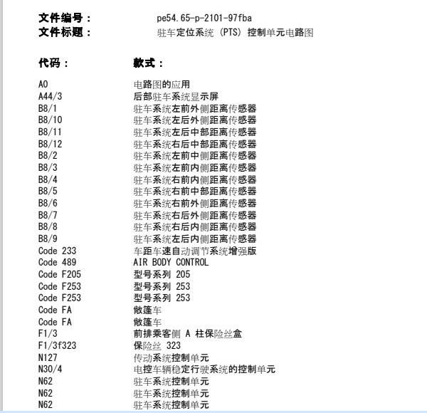 2018年奔驰C200L雷达电路图