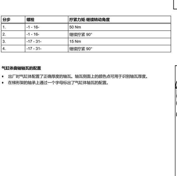 2017年奥迪A6 CDT发动机曲轴维修扭矩