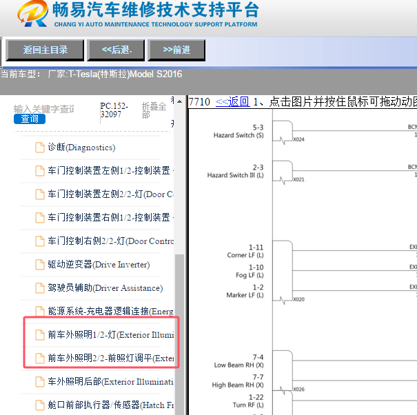 2016年特斯拉Model S近光灯电路图
