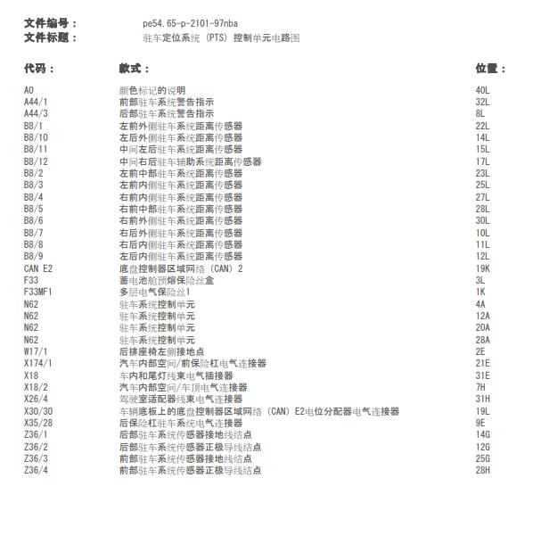 2014年奔驰ML320倒车雷达电路图