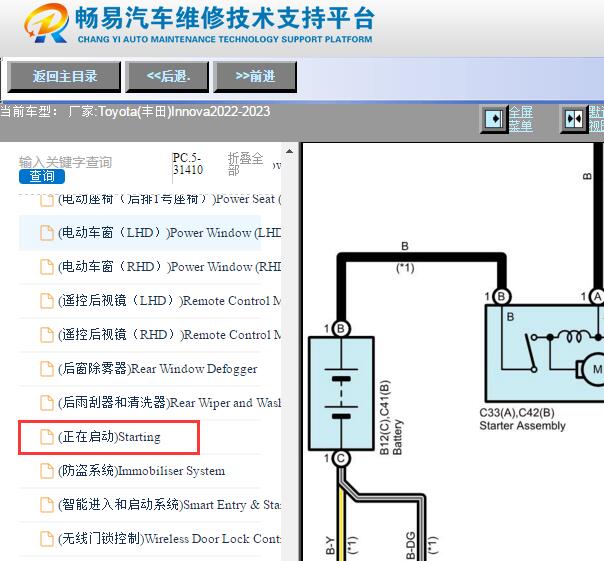 2022-2023年丰田INNOVA起动电路图