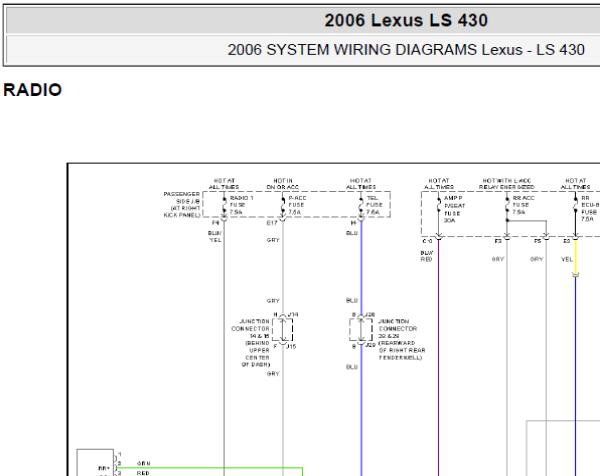 2006年雷克萨斯LS430音响系统电路图