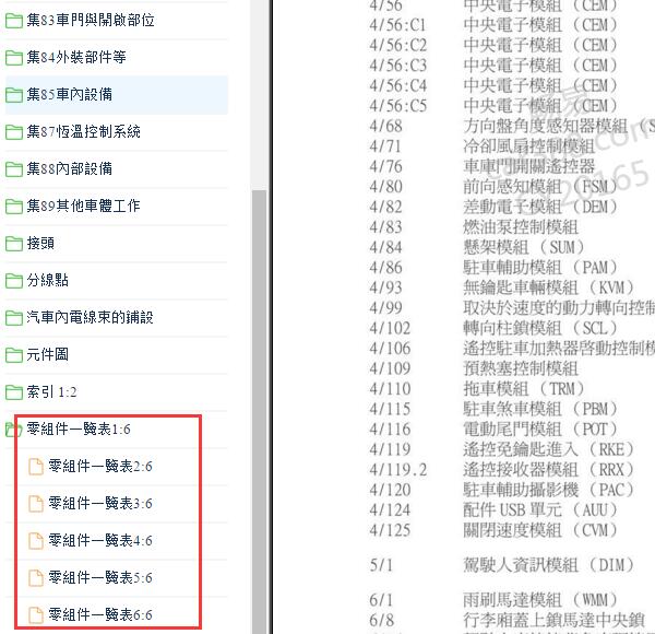 2012年沃尔沃XC60元件代码说明