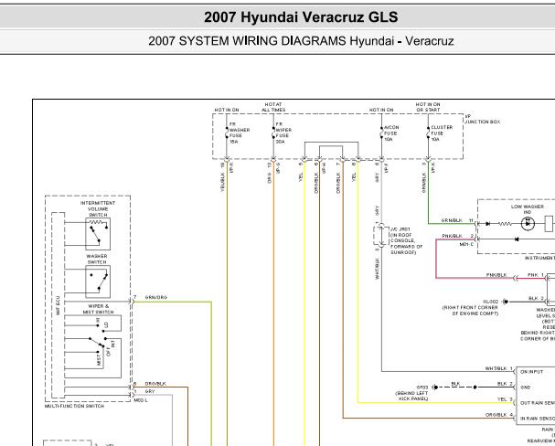 2007年现代维拉克斯雨刮电路图资料