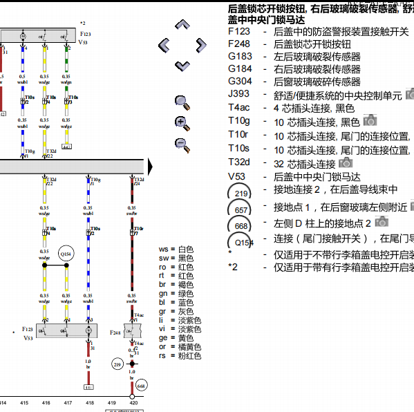 2014年奥迪Q7尾门锁电路图