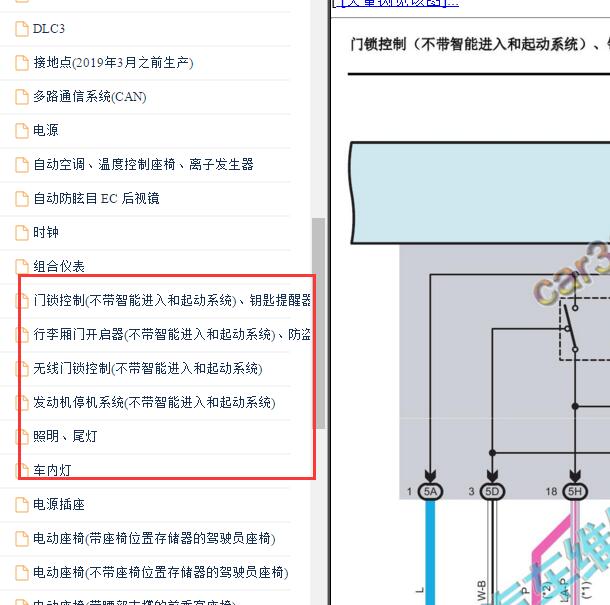 2021年丰田凯美瑞车身电路图