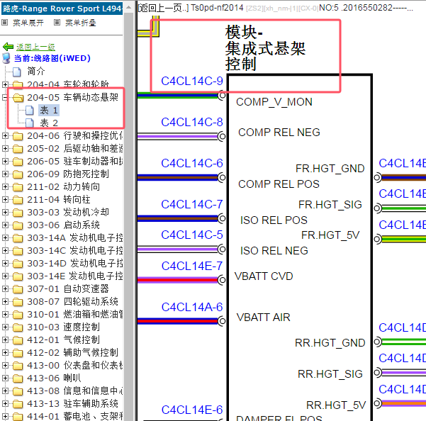 2014年路虎揽胜运动版底盘电脑电路图