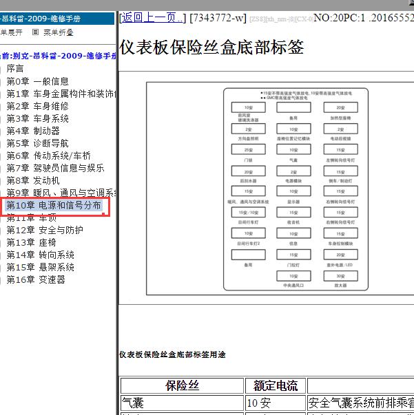 2009年别克昂科雷仪表保险说明
