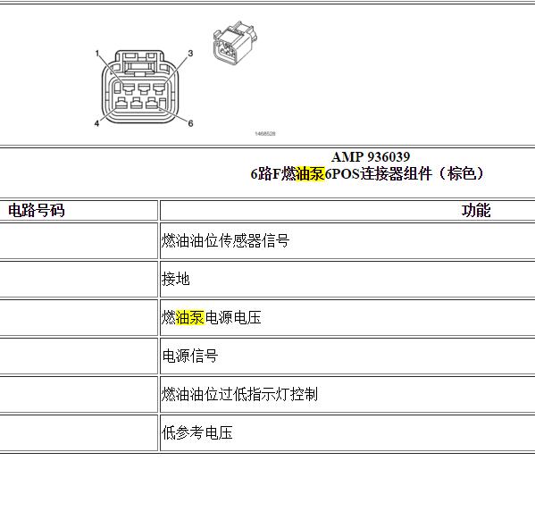 2010年雪佛兰乐风燃油泵针脚定义和电路图